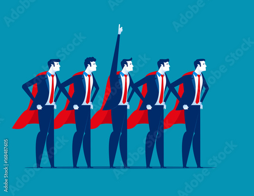 Super team of business. Character super leader. Concept business vector illustration.