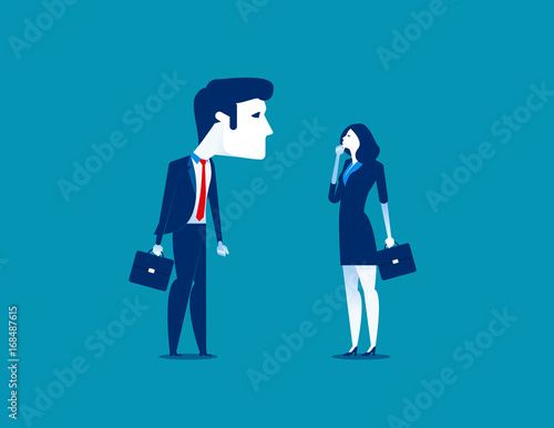 Large. Business person and big head. Concept business vector illustration.