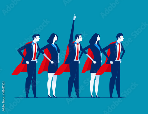 Super team of business. Character super leader. Concept business vector illustration.