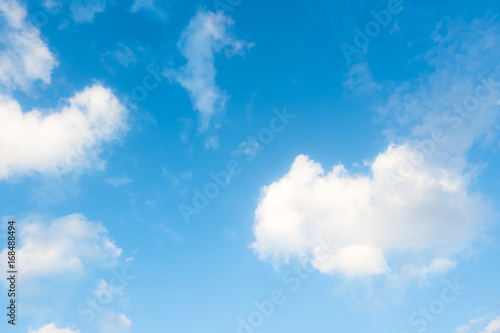 Beautiful blue sky and white fluffy clouds, Summer sky in bright morning.