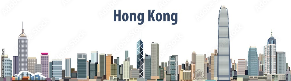 Naklejka premium wektor panoramę miasta Hongkongu