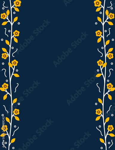 Decorative floral border with orange leaves and flowers © mrhighsky
