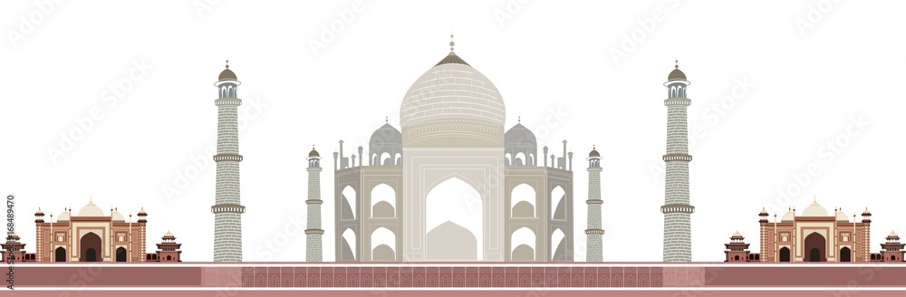 vector illustration of Taj Mahal in Agra