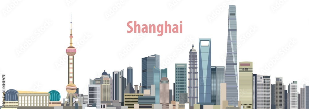 Naklejka premium wektor panoramę miasta Szanghaju