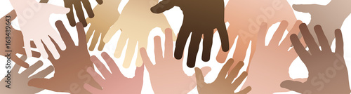 Vector banner teamwork, open hands. Solidarity concept, background