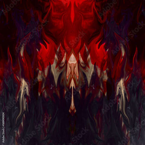 Fluid abstract background - In the upper part of the image the silhouette of a terrifying face - image with copy space