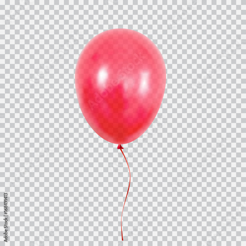Red helium balloon isolated on transparent background.