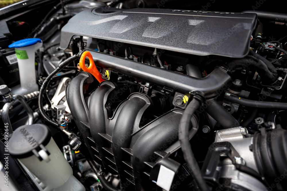 Fototapeta premium new car engine closeup