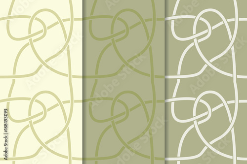 Olive green abstract seamless patterns
