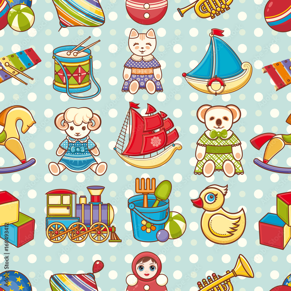 Fototapeta premium Child toy seamless pattern. Design element