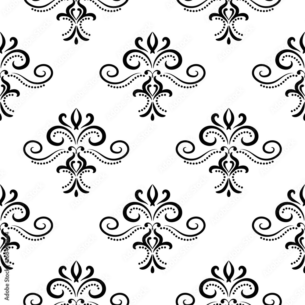 Black and white seamless pattern with floral print Black and white seamless pattern with floral print
