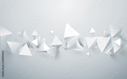 Fototapeta Naklejka Na Ścianę i Meble -  Abstract white 3d pyramids background. Vector illustration