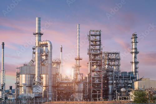 Oil Industry Refinery factory at Sunset