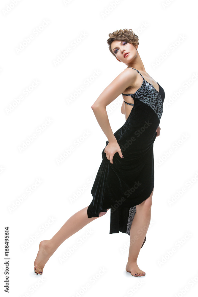 Naklejka premium girl dancer in tango dress