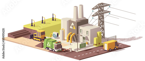 Vector low poly landfill gas collection plant