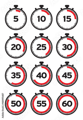 Timer line icons. Timer icons set.