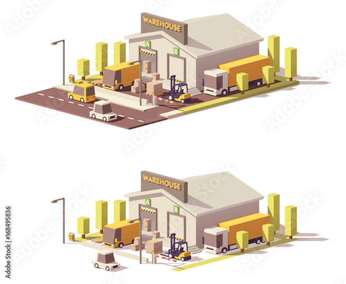 Vector low poly warehouse
