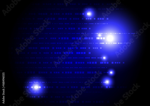 Technology illustration, digital data transfer with glowing light