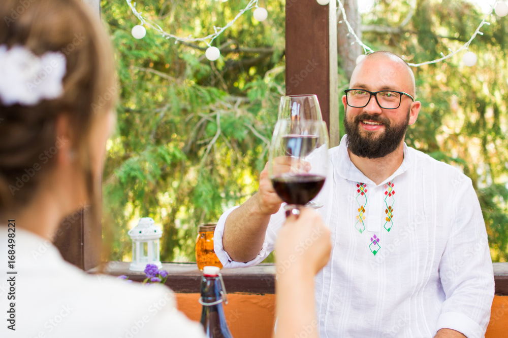 Couple drinking wine on a date Couple drinking wine on a date