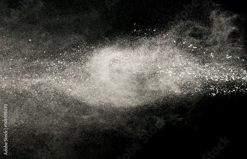 White powder on a black background