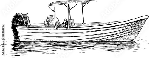 Canvas Print sketch of a pleasure motorboat