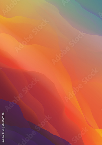 Sunset or Dawn Over the Mountains Landscape - Vector Illustration