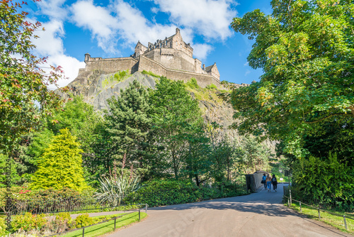 Edinburgh Castle in a summer afternoon as seen from Princes Street Gardens, Scotland. photo