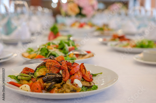 Salad with vegetable in restaurant