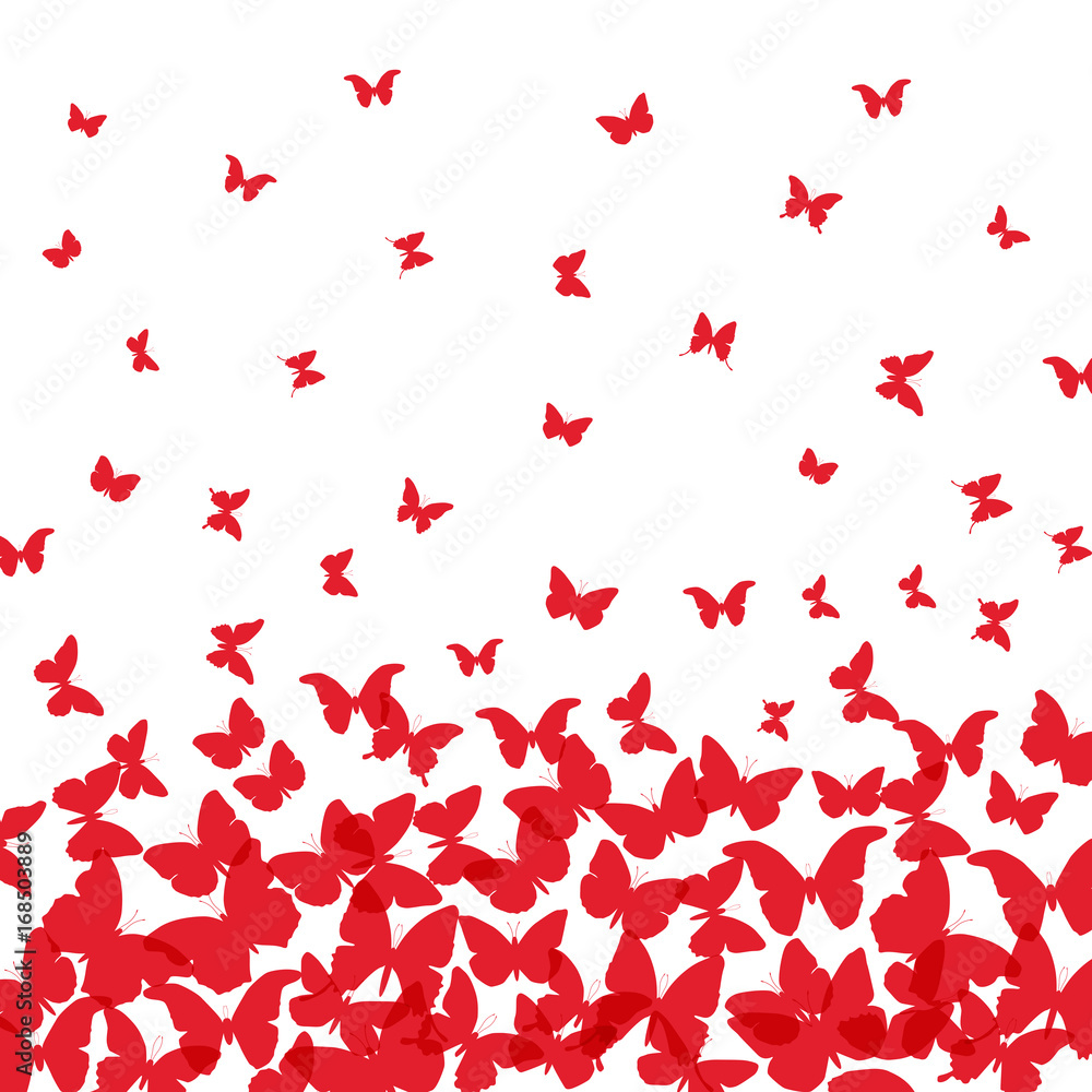 spring summer card design. banner, red butterfly on white background. Vector spring summer card design. banner, red butterfly on white background. Vector