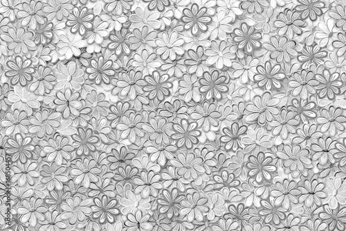 Embroidery gray flowers pattern texture and background on a white background for Wedding invitation or greeting card.
