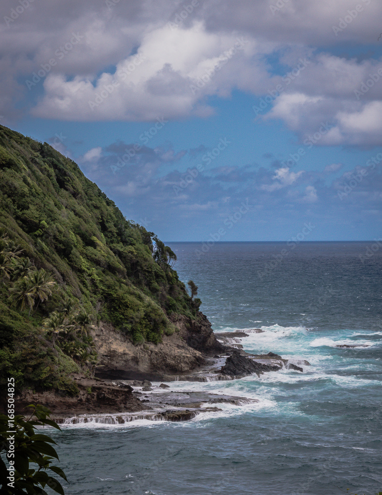 Waves crashing on the shore on a tropical island Waves crashing on the shore on a tropical island