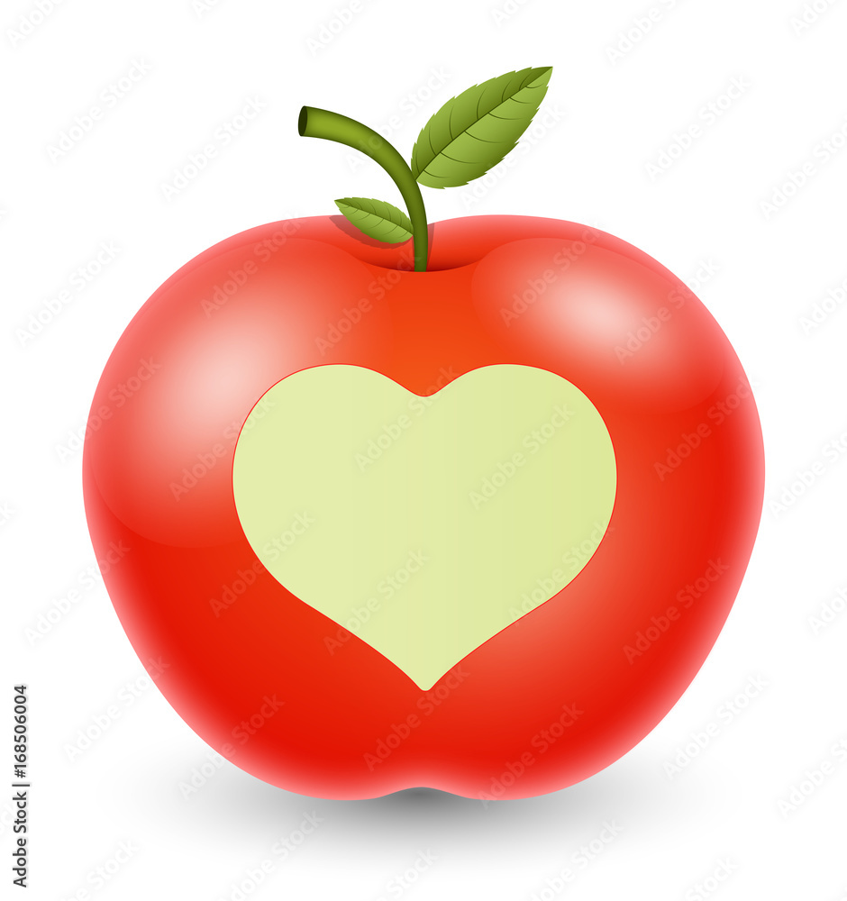 Fototapeta premium Love Heart Apple Vector