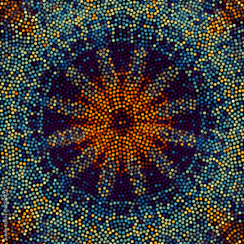 Irregular dots patterm. Seamless background. Mosaic art tile of small dots. Random circles.