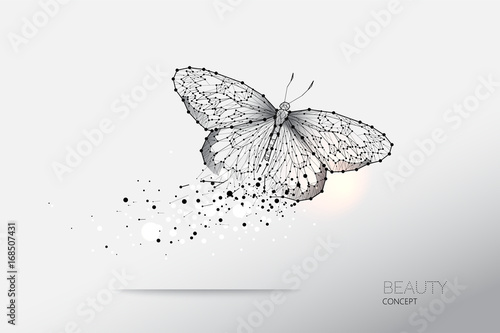 Abstract vector illustration of butterfly moving.