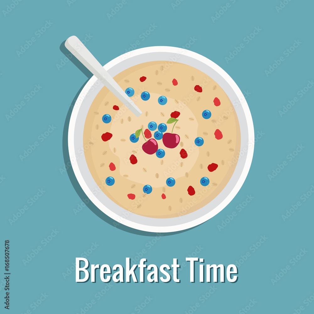 Oatmeal with berries. Vector illustration Oatmeal with berries. Vector illustration