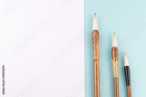 Chinese calligraphy brush for traditional writing. Top view