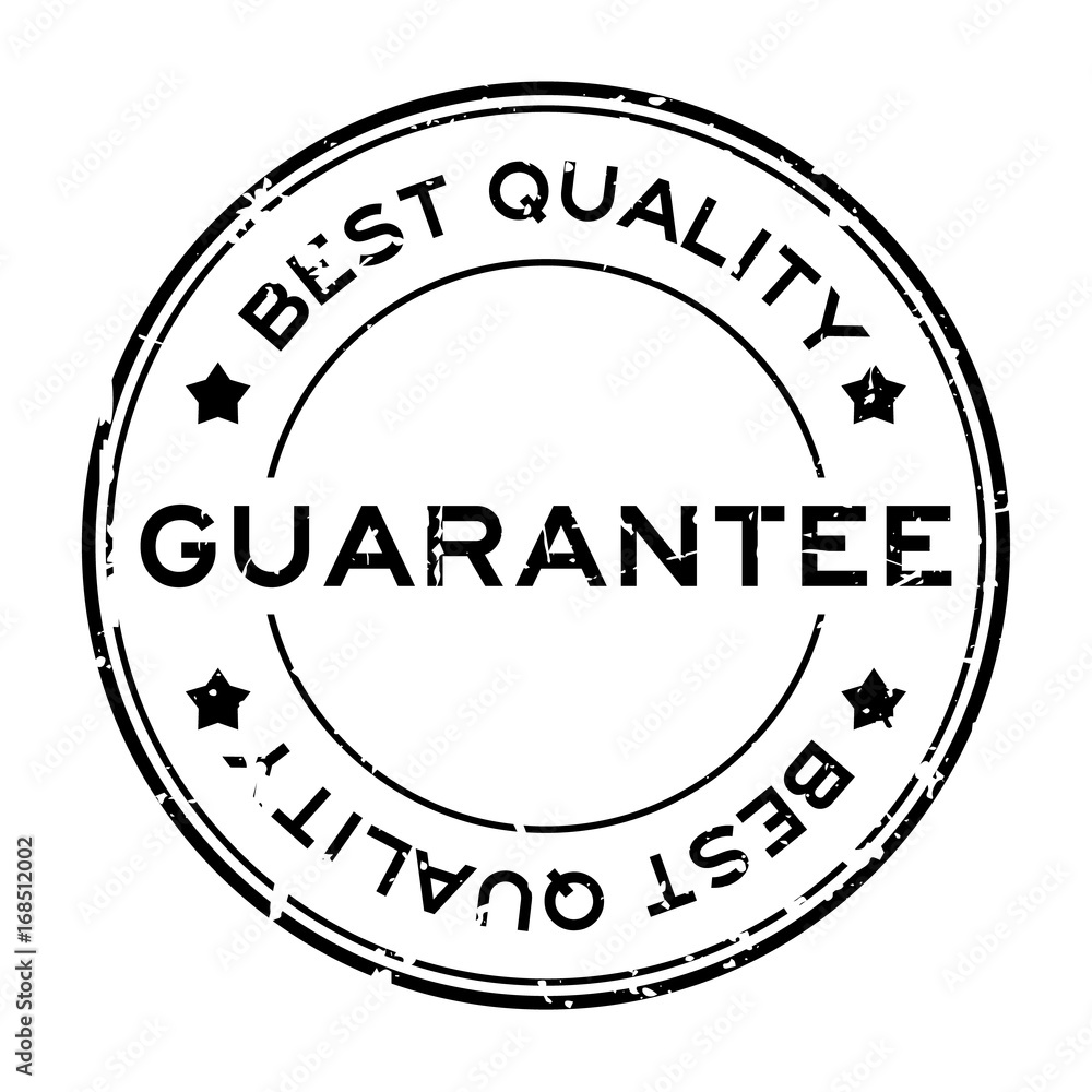 Grunge black best quality guarantee round rubber seal stamp on white background