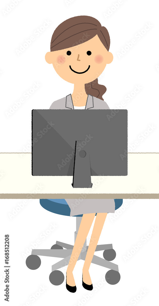 スーツの女性　PC