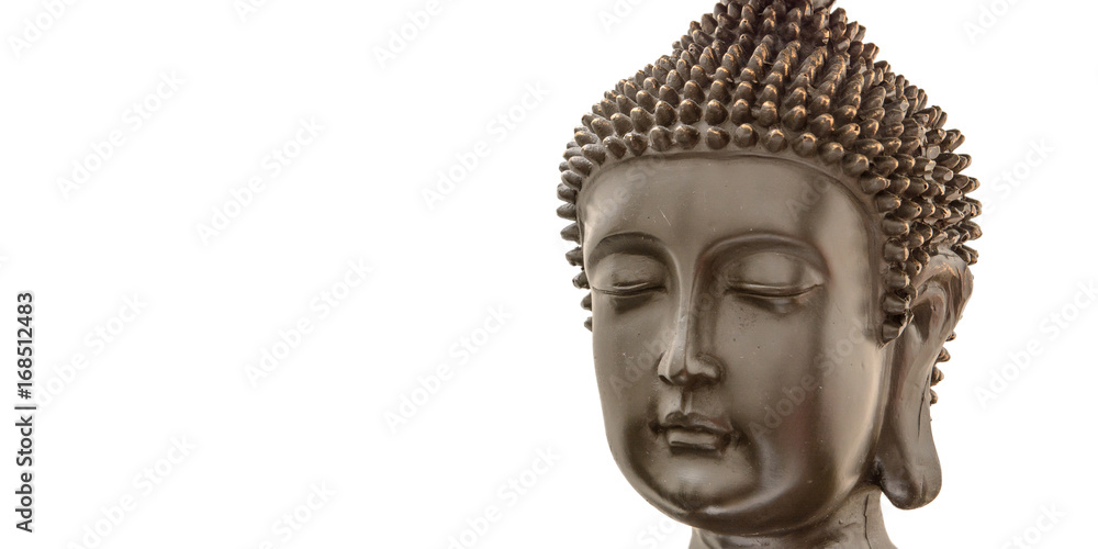Buddha isoliert auf weissem textfreiem Hintergrund 