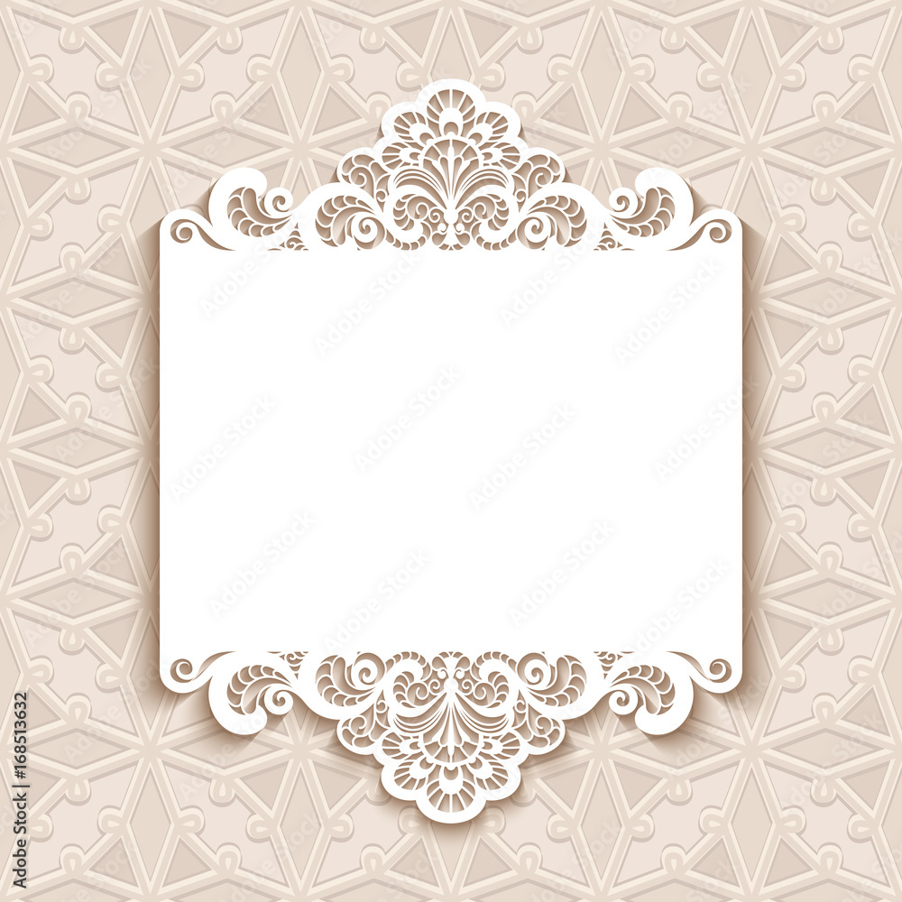 Greeting card with cutout lace border ornament