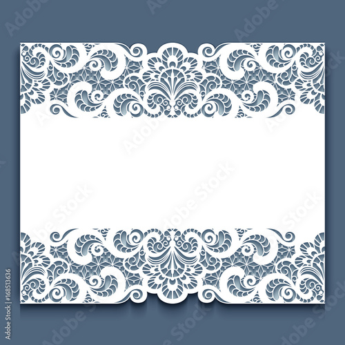 Cutout paper frame with lace border ornament
