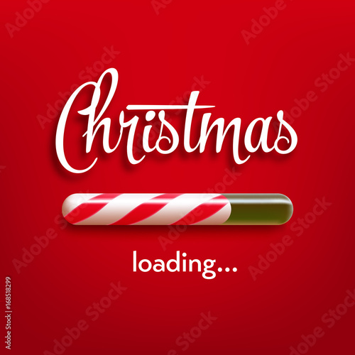 Realistic christmas candy cane progress bar with inscription. Vector illustration icon.