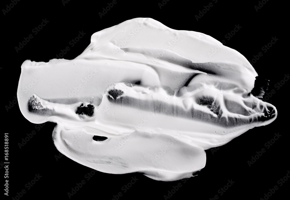 foam background, shaving cream bubble isolated on black, with clipping path texture, top view