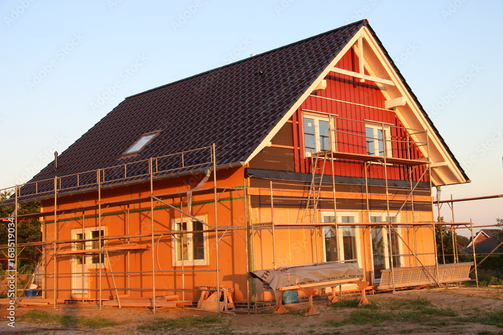 Obraz premium Schwedenhaus Holzrahmenbau im Rohbau
