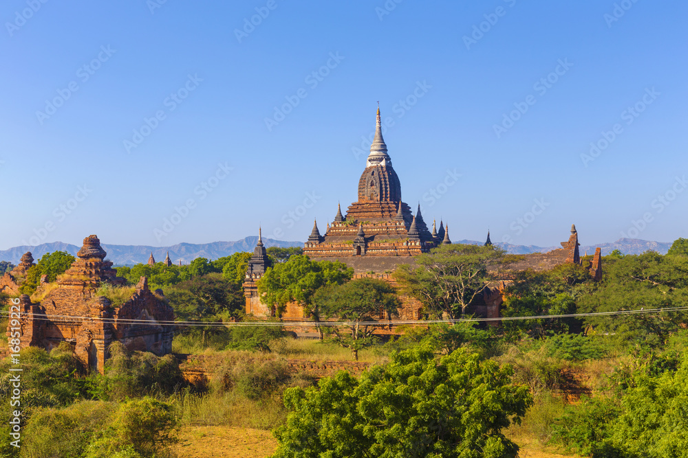 Bagan buddha tower at day Bagan buddha tower at day