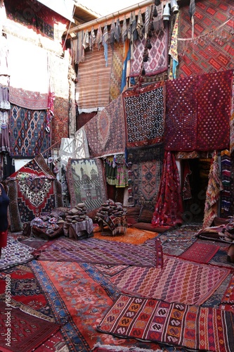 The interior of an old traditional Turkish carpet shop in cappadocia, goreme,in turkey
