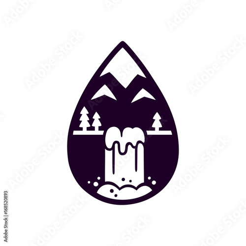 Mountain and waterfall logo
