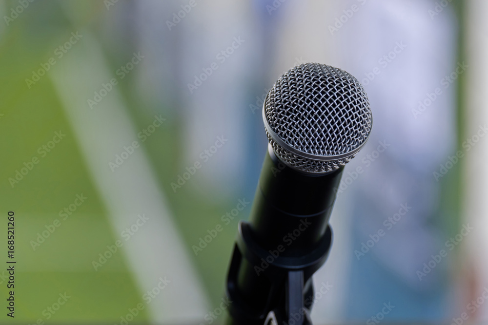 Fototapeta premium Microphone on blur background.