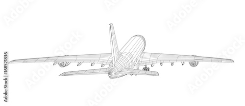 Airplane in wire-frame style