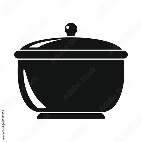 Saucepan in black simple silhouette style icons vector illustration for design and web